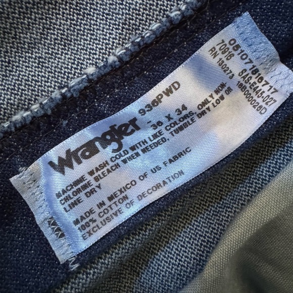 Wrangler Jeans Mens 36X34 Blue Denim 936PWD Cowboy Cut Slim Fit Rodeo - Picture 4 of 6